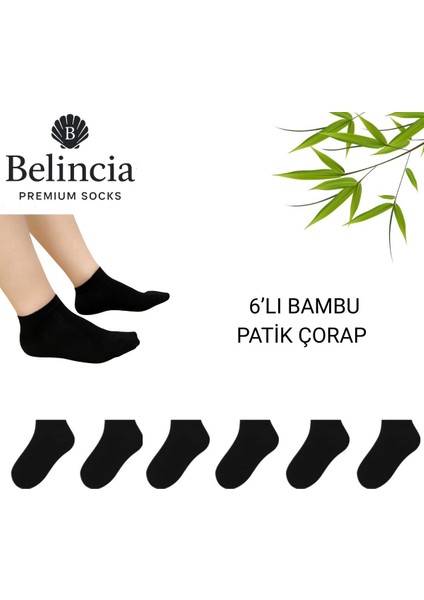 Bambu Kadın Patik Dikişsiz Siyah 6'lı Paket
