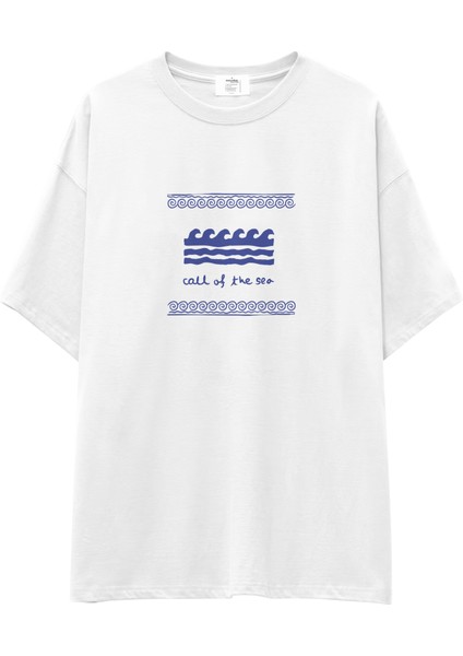 Call Of The Sea Oversize Tişört - Beyaz