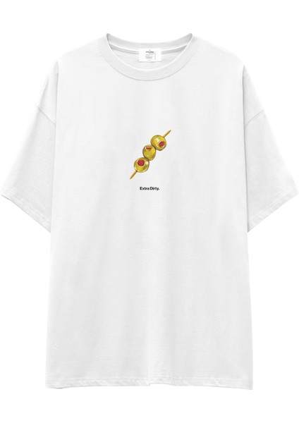 Extra Dirty Oversize Tişört - Beyaz