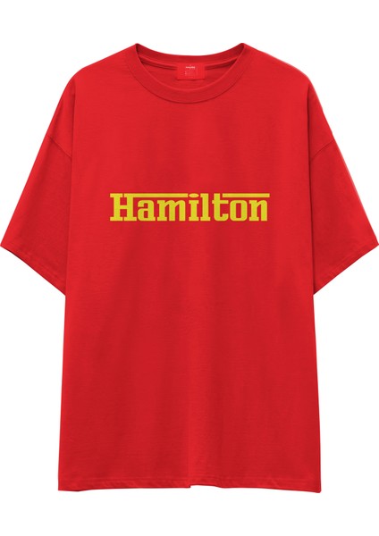 Hamilton / Ferrari Oversize Tişört - Kırmızı