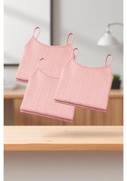 Kadın %100 Pamuklu Jakarlı Yumuşak Kumaş Pudra Ip Askılı 3'lü Atlet Wİ3K13LK4E.3L