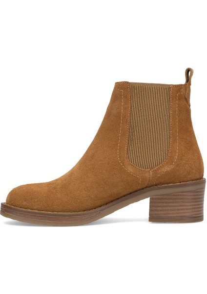 Elit Evelindra Kadın Hakiki Süet Deri Chelsea Bot Taba modelleri