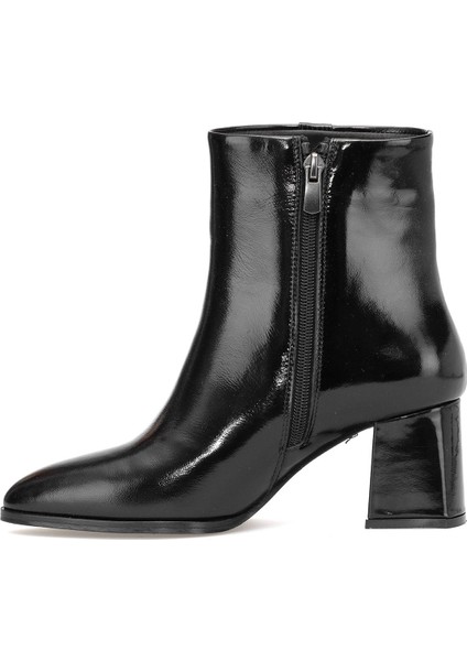 Elit Marivonne Kadın Hakiki Rugan Deri Topuklu Bot Siyah modelleri