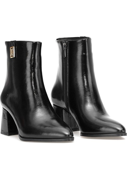 Elit Marivonne Kadın Hakiki Rugan Deri Topuklu Bot Siyah fırsatları