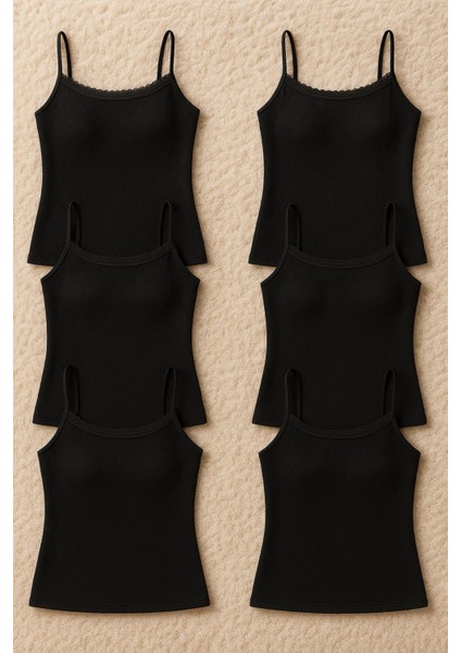 Kadın Transferli Ribana %100 Pamuklu 6'lı Atlet W6K0K1T3KA