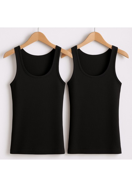 Erkek %100 Pamuklu Siyah 2'li Double Ribana Kaşkorse Atlet W2İ2K3L0KK fiyatları