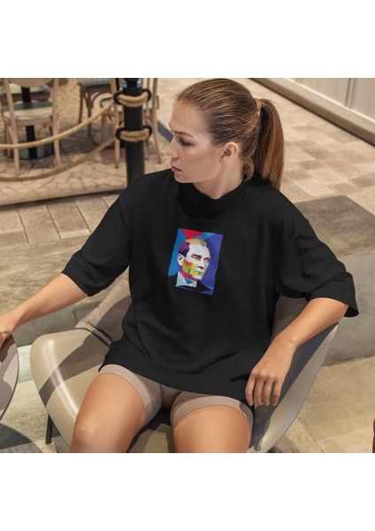 Atatürk Pop Art Oversize Tişört - Siyah fiyatları