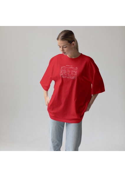 Basketball Court Oversize Tişört - Kırmızı fiyatları