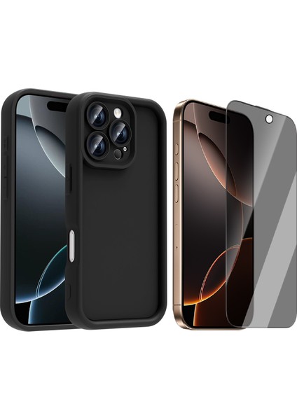 iPhone 16 Pro Max Kılıf Kamera Korumalı Zore Ananas Kapak + Hayalet Ekran Koruyucu