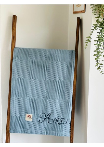 Ftbabycollection Çift Taraflı Kişiye Özel Isim Nakışlı Waffle Pike & Müslin Bebek BATTANIYESI 90X100 CM modelleri