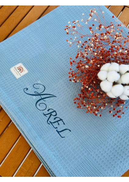 Ftbabycollection Çift Taraflı Kişiye Özel Isim Nakışlı Waffle Pike & Müslin Bebek BATTANIYESI 90X100 CM fırsatları