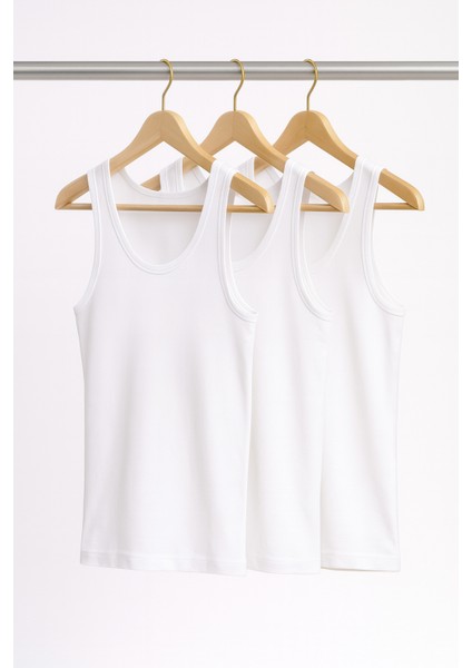 Erkek %50 Pamuk-%50 Modal Klasik Beyaz 3'lü Atlet W2İK1L1KK2E.3LU