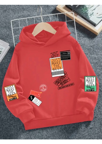 Özel Tasarım Kapüşonlu Renkli Etiket Baskılı %100 Pamuk Sokak Modası Hip Hop Erkek Çocuk Sweatshırt