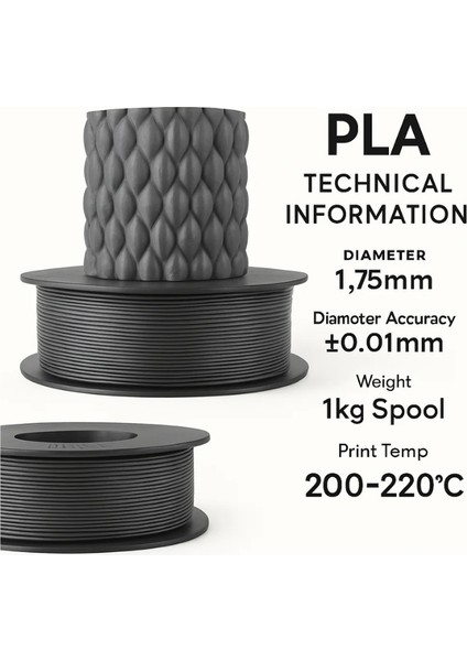Pla+ Gümüş Gri 3D Filament 1.75MM 1kg fiyatları