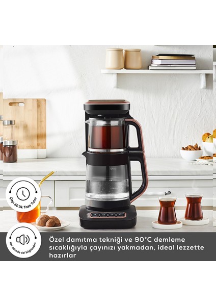 Çaysever Apple-Android Kablosuz Wi-Fi Kontrol Konuşan Cam Çay Makinesi Beyaz -Uzaktan Çay ve Filitre Kahve Demle fırsatları