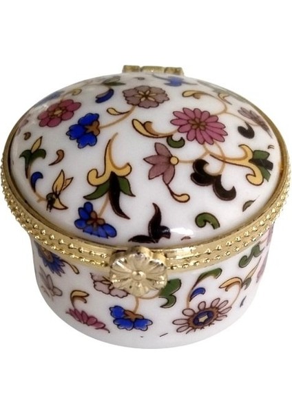 Porselen işlemeli likalı hokka, şık kaliteli zarif hokka, mürekkep kutusu, yuvarlak No:2