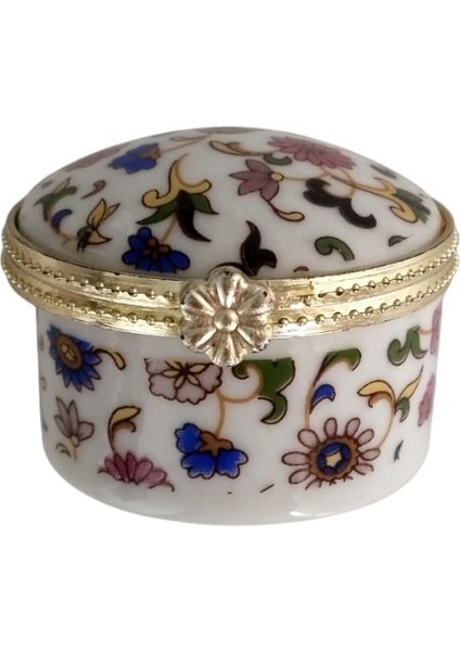 Porselen işlemeli likalı hokka, şık kaliteli zarif hokka, mürekkep kutusu, yuvarlak No:2