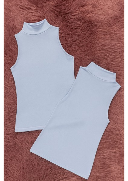 Kadın Modal Pamuklu Likralı Kolsuz Yarım Balıkçı Yaka 2'li Atlet T-Shirt W6K6K1T4KA