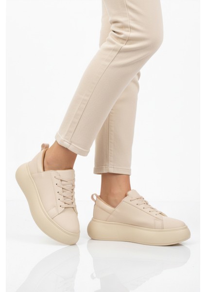 Bej Yüksek Tabanlı Kadın Spor Ayakkabı Termo Dv-03 Z modelleri