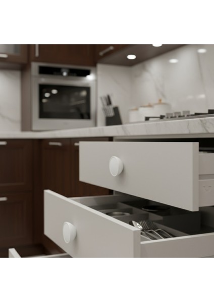 Beyaz Renk Tek Vidalı Polimer Düğme Kulp Bombeli Dolap Mobilya Dolap Çekmece Kulpu Kulbu fırsatları