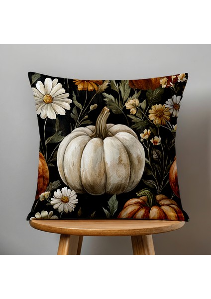 Çift Taraflı Dijital Baskı Kırlent Kılıfı Sonbahar / Kabak Desenli fiyatları