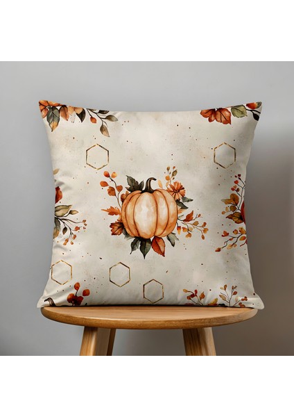 Çift Taraflı Dijital Baskı Kırlent Kılıfı Sonbahar / Kabak Desenli fiyatları