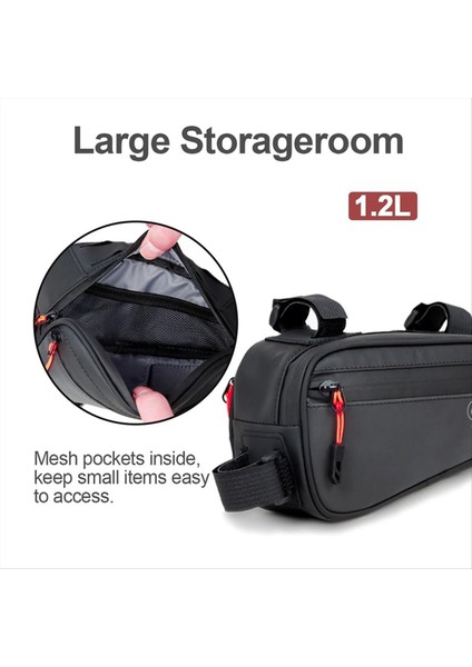 Bisiklet çerçeve çantası iki yan cepli su geçirmez bisiklet çantası dağ yolu bisikleti için bisiklet tüpü depolama torbası (Yurt Dışından)