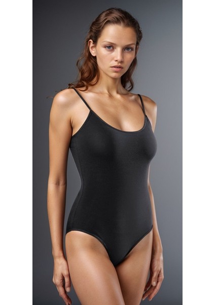 Kadın Pamuklu Likralı Penye Ince Askılı Siyah 2'li Çıtçıtlı Body fiyatları