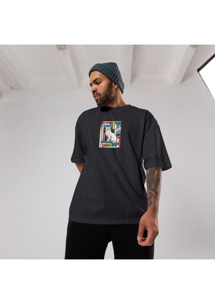 Bauhaus Cat Oversize Tişört - Siyah fiyatları