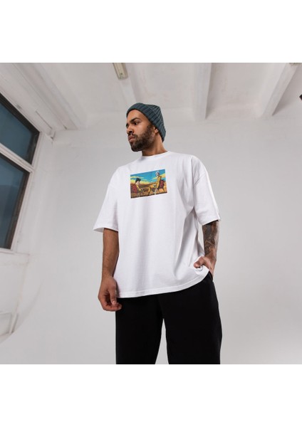Breaking Bad / Rick And Morty Oversize Tişört - Beyaz fiyatları