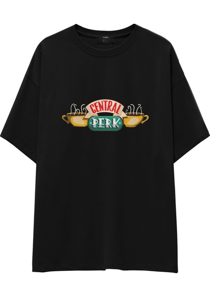 Central Perk / Friends Oversize Tişört - Siyah
