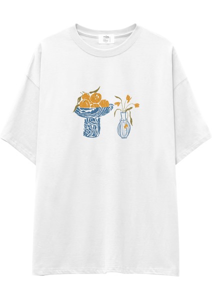 Dolce Calma Oversize Tişört - Beyaz