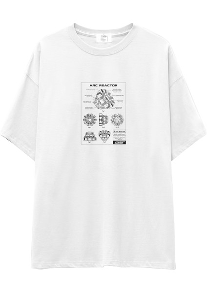Arc Reactor Oversize Tişört - Beyaz