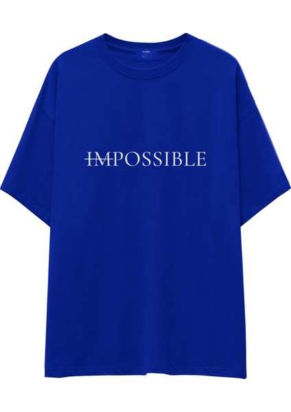Impossıble Oversize Tişört - Mavi