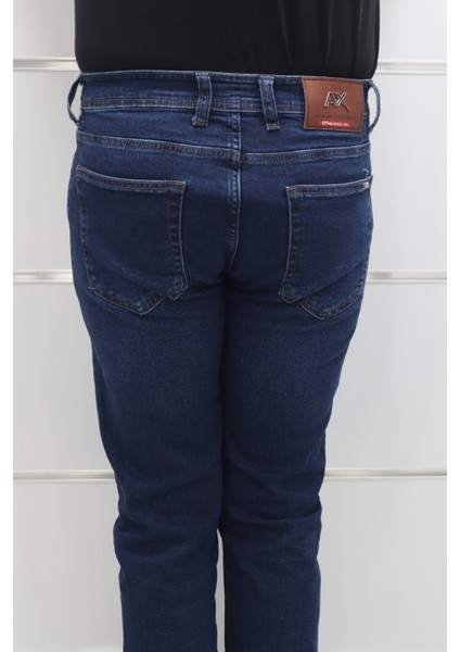 Fistan Store Erkek Lacivert Yüksek Bel Rahat Kesim Boru Paça Jean Pantolon indirimleri