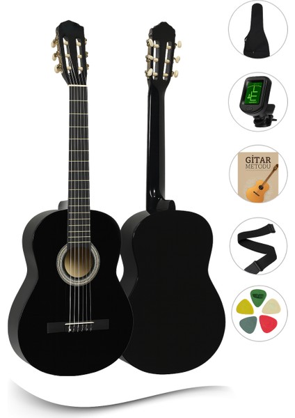 CE-55BK Siyah Klasik Gitar 4/4 ( Taşıma Kılıfı, Gitar Askısı, Tuner, Metod ve Pena Hediyeli)
