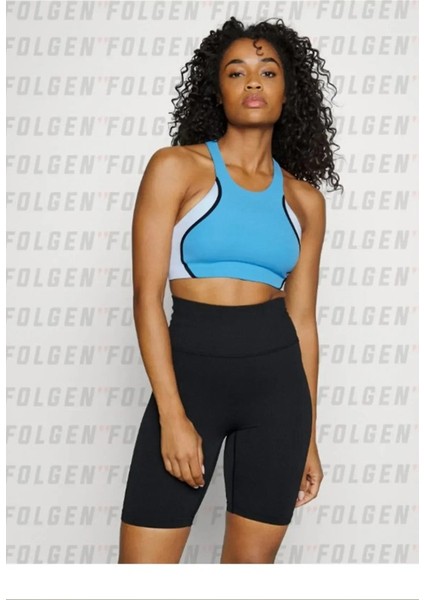 Yoga Swoosh Dri-Fıt Cut And Sew Medium Support Sports Bra In Blue Destekli Sporcu Sütyeni