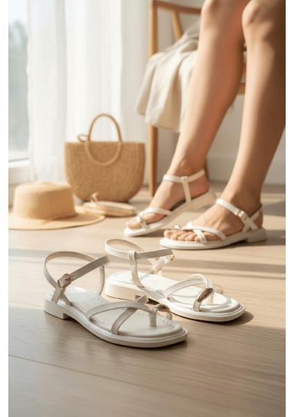 Millo Beyaz Yüzük Detaylı Günlük Kullanım Sandalet fırsatları