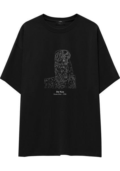 Der Kuss Oversize Tişört - Siyah