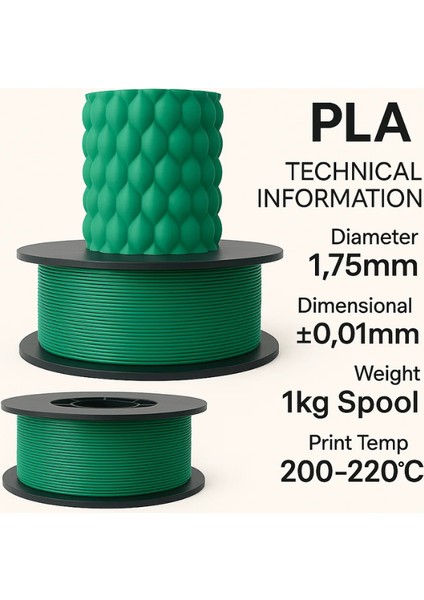 Pla+ Yeşil 3D Filament 1.75MM 1kg fiyatları