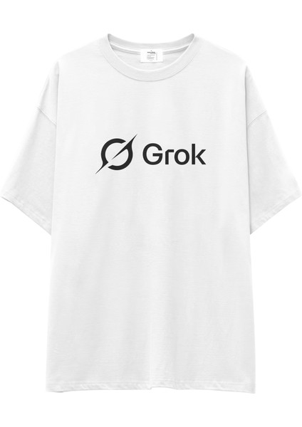 Grok Oversize Tişört - Beyaz