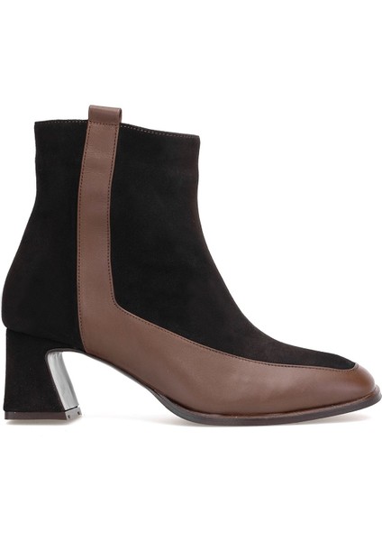 Elit Cordelia Kadın Hakiki Rugan Deri Klasik Topuklu Bot Kahverengi