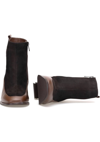 Elit Cordelia Kadın Hakiki Rugan Deri Klasik Topuklu Bot Kahverengi indirimleri