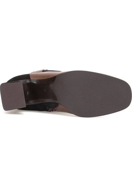 Elit Cordelia Kadın Hakiki Rugan Deri Klasik Topuklu Bot Kahverengi