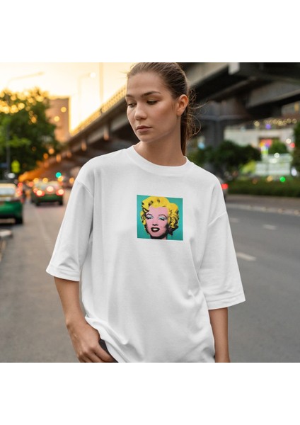 Andy Warhol / Marilyn Monroe Blue Oversize Tişört - Beyaz fiyatları