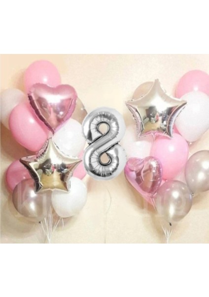 Kalp Yıldız Konsepti - Doğum Günü Seti - Yaş Günü Renkli Balon Partisi Seti