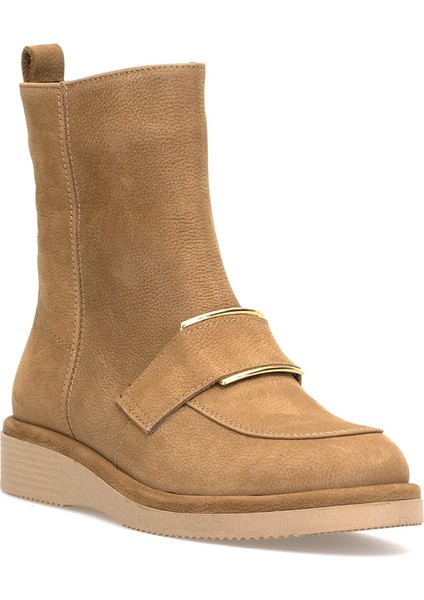 Elit Lorivane Kadın Hakiki Nubuk Deri Düz Bot Taba fiyatları