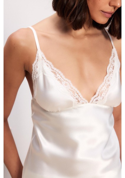 Saten Dörtlü Gelin Çeyiz Seti - 7010 Ekru