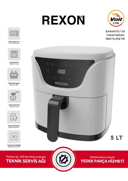 Air Fryer Yağsız Fritöz 5 Litre Geniş Hacim Airfryer Dijital Ekran Akıllı Pişirme Yapışmaz Zemin