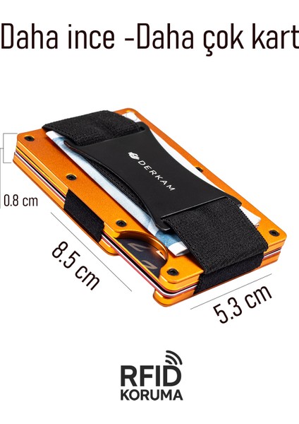 Derkam Minimalist Cüzdan & Kartlık - Erkek Kartlık | RFID Korumalı Alüminyum Kartlık | T-Oranj fiyatları